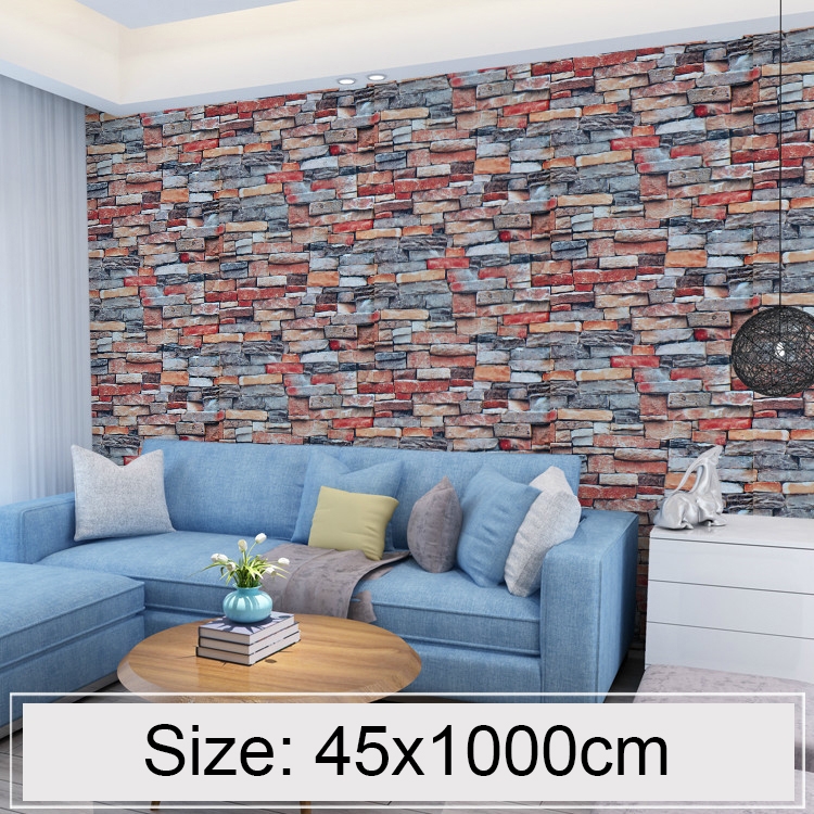 Yfymk 3D Stone Brick Decoration Wallpaper Stickers Bedroom Living Room Wall Waterproof Wallpaper Roll Size 45 X 1000cm 