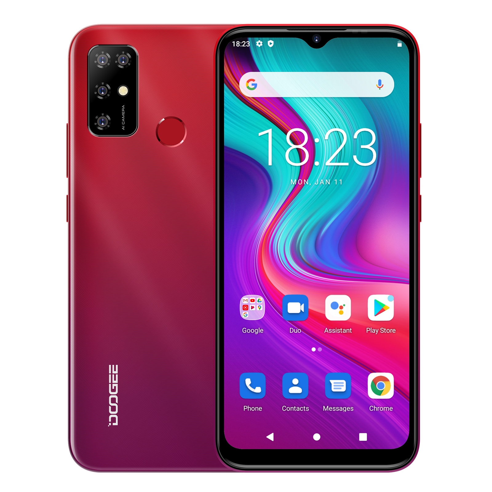 DOOGEE X96, 2GB+32GB, Quad Back Cameras, 5400mAh Battery,  Face ID& Fingerprint Identification, 6.52 inch Android 11 GO SC9863A Octa-Core 28nm up to 1.6GHz, Network: 4G, Dual SIM(Red)